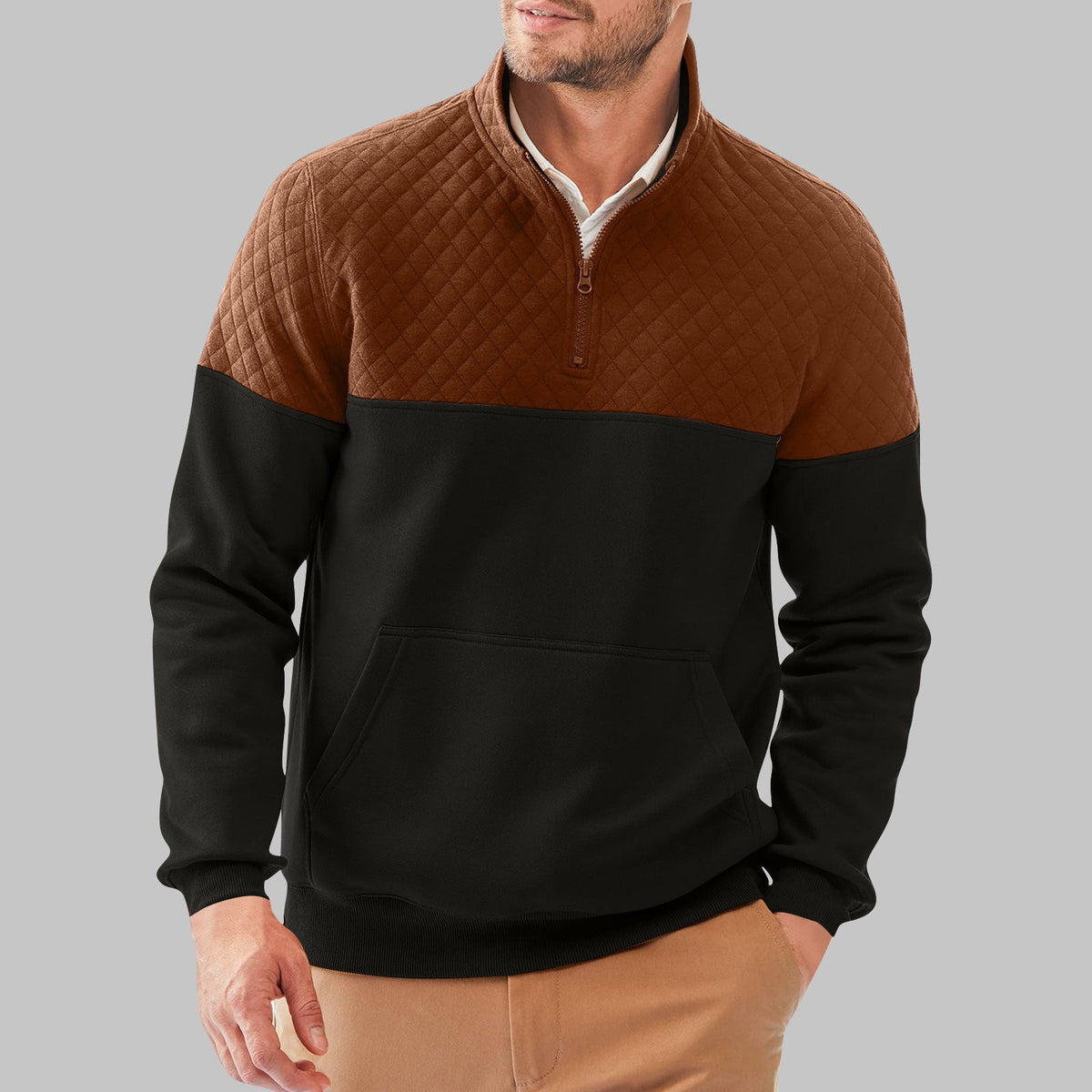 Men's Casual Color-blocked Long-sleeve Hoodie