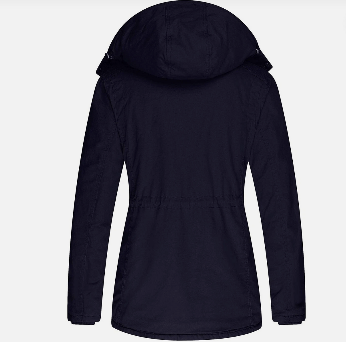 Womens Parka Coat Winter Sherpa Lined Hooded Twill Cotton Navy Size XL Wantdo