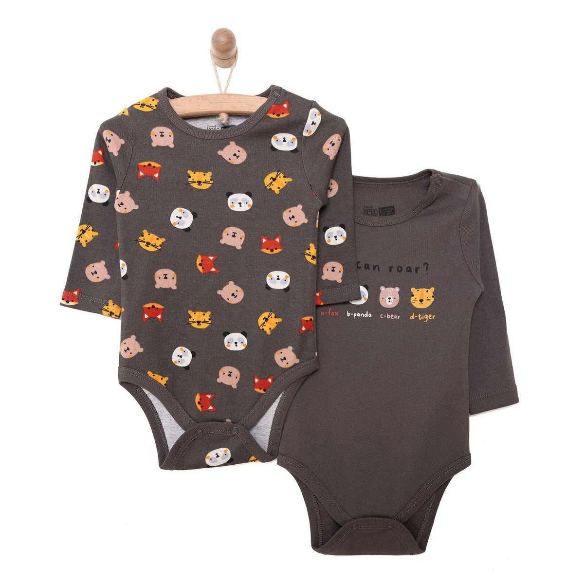 HelloBaby 2 Pack Animal Print Long Sleeve Baby Bodysuits (3 Months to 3 Years)