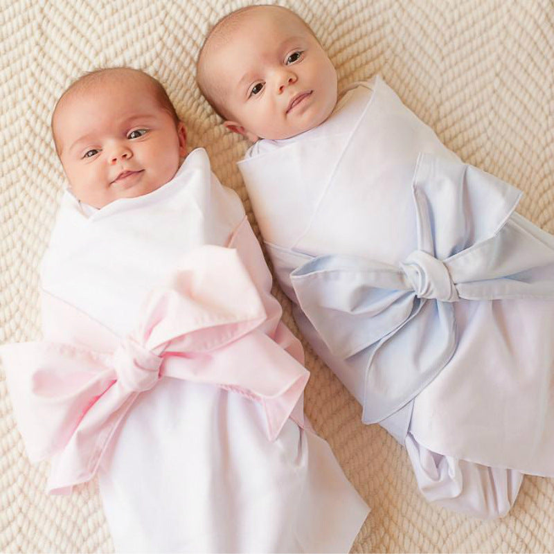 Baby Swaddling Cloth with Cotton Bow - Soft Newborn Swaddle Blanket Wrap for Infants