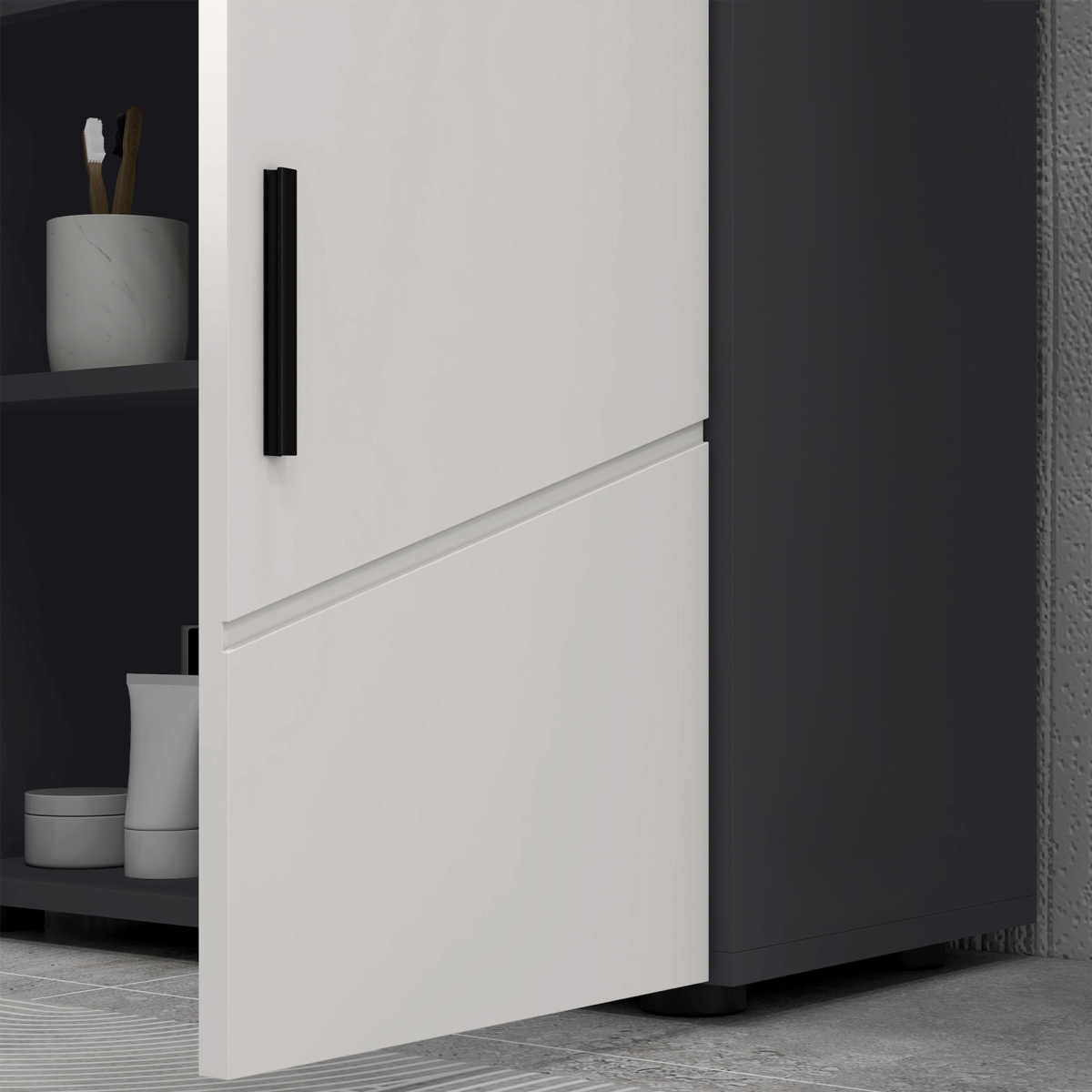 kleankin Bathroom Vanity Unit, Under Sink Cabinet with Shelf, Light Grey