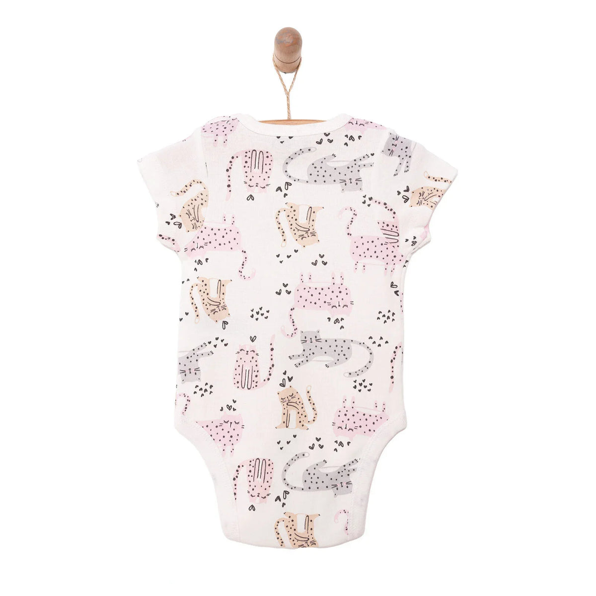 HelloBaby Cat Print Short Sleeve Baby Bodysuit (3 Months to 3 Years)