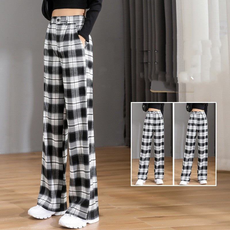 Black And White Checkered Pants For Women's Retro Trend