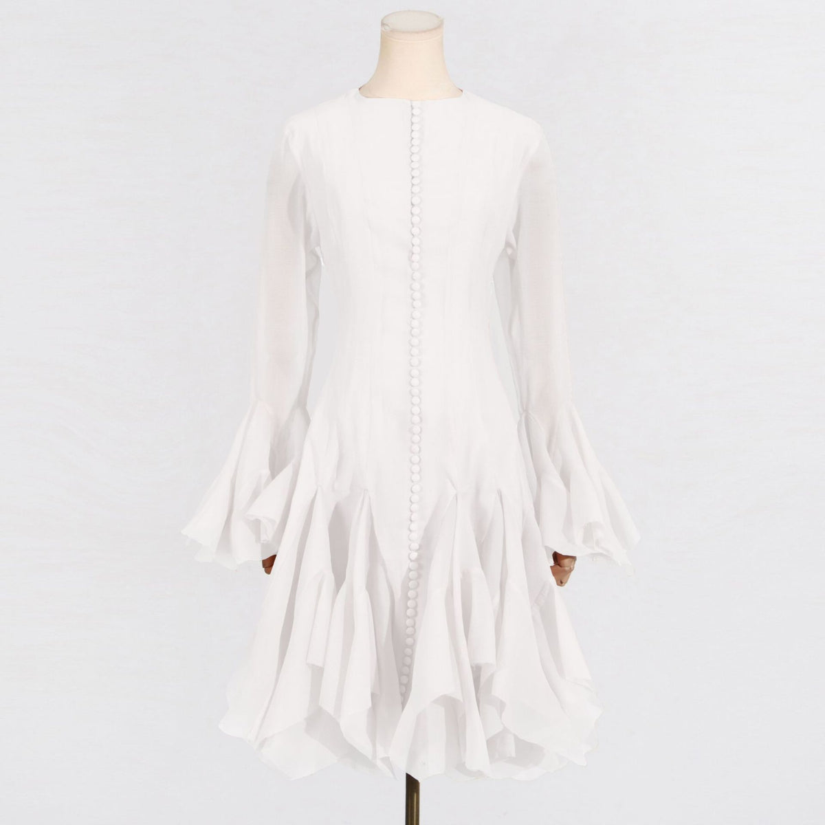 New Fashion High Collar Long Sleeve High Sense Cinched Mid-length Dress