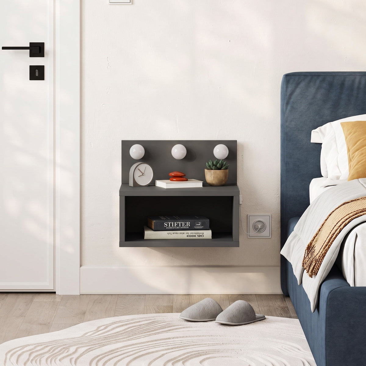 Treo Wall Mounted Nightstand with LED Lights