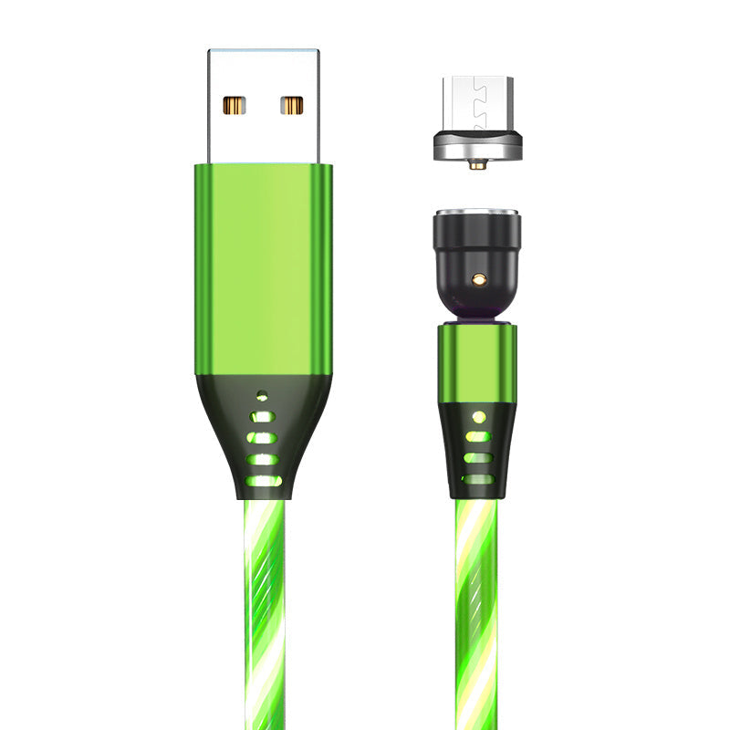 540° Rotating LED Magnetic Charging Cable - 3A Fast Charge for iPhone, USB-C & Micro USB