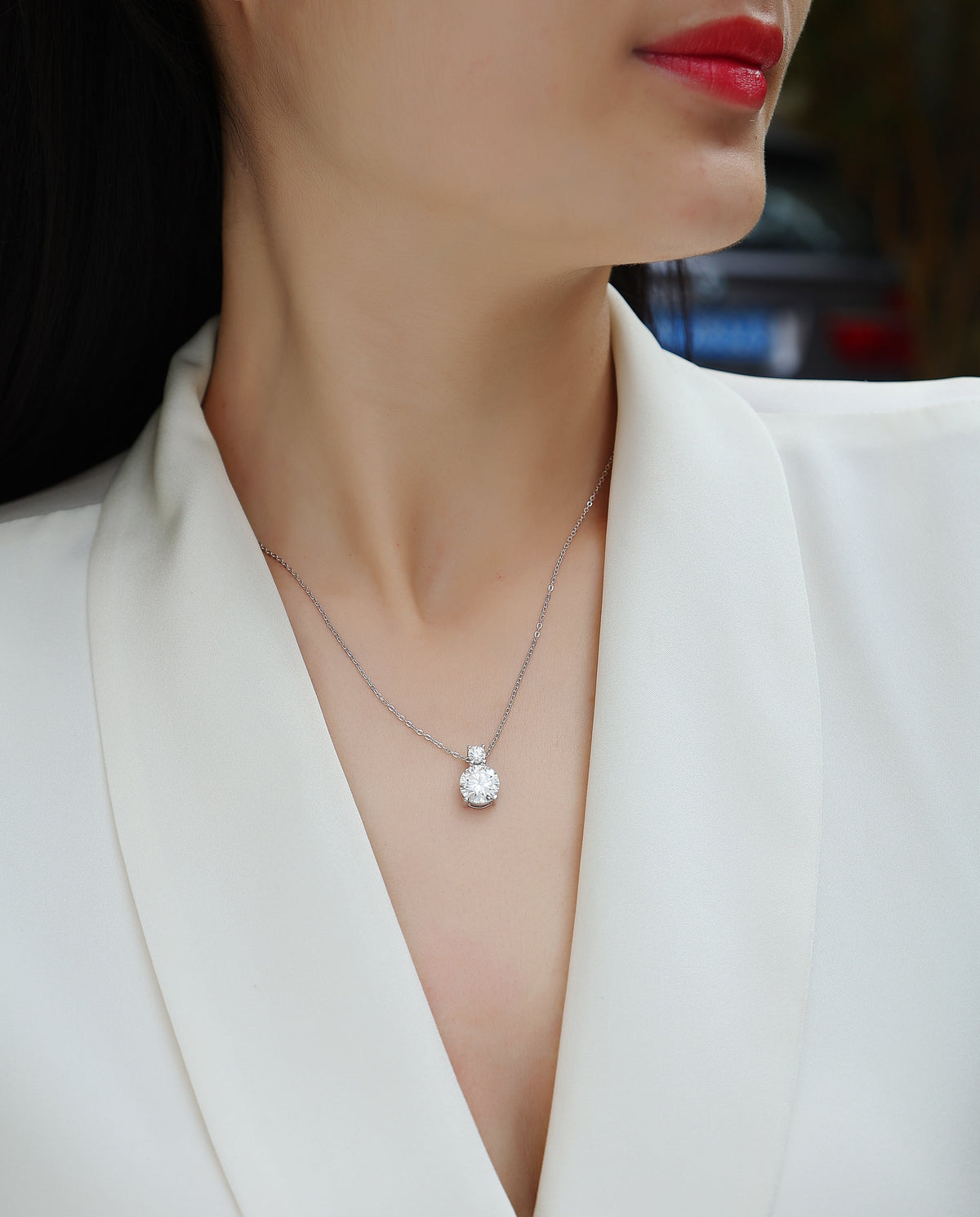 Jazz Manor - A Fashionable And Light Luxury Jewelry Pendant Necklace Set With Top-quality Moissanite, S925 Silver Plated Platinum