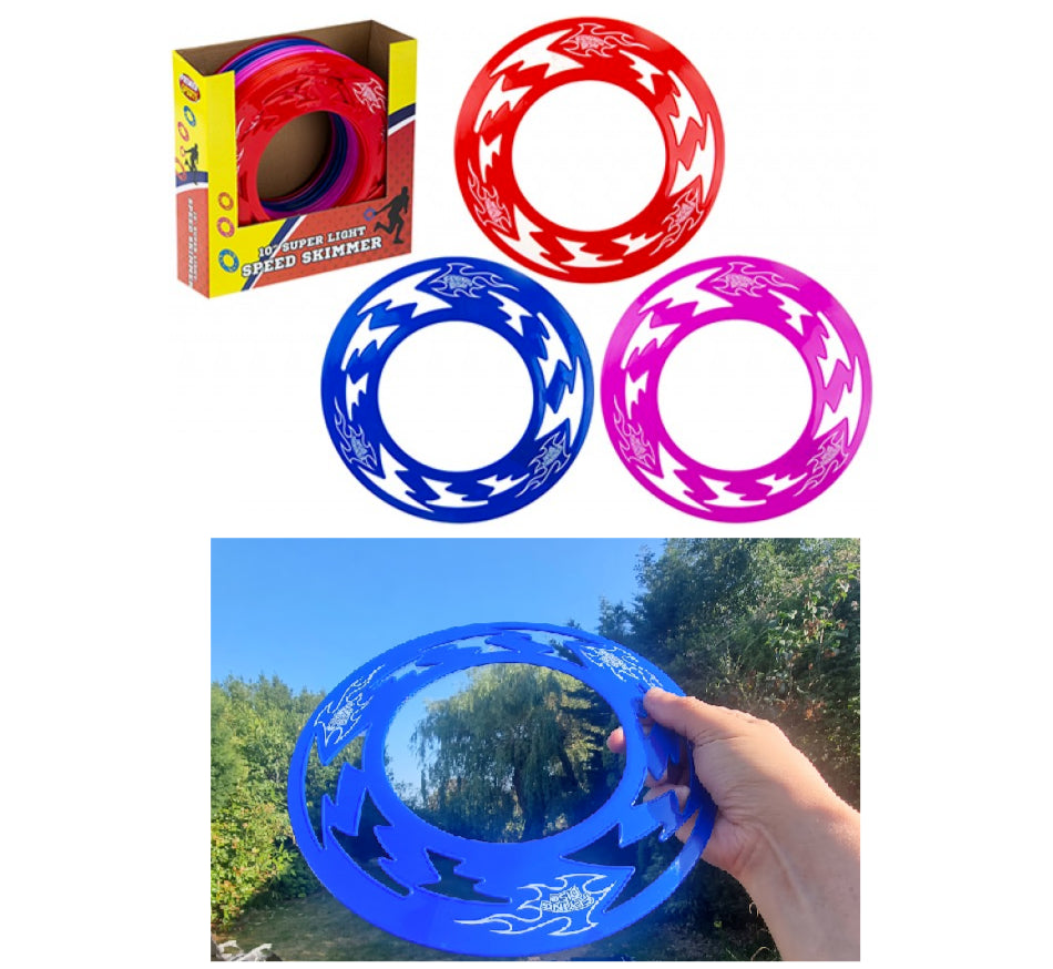 Lightweight Speed Disc Skimmer Flying Frisbee Ring 10 Inch Wide 26Cm Pink Blue
