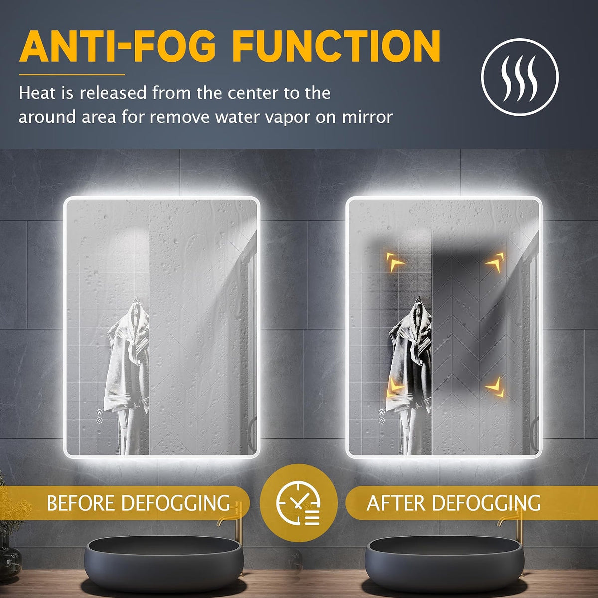 LED Bathroom Mirror 800x600mm Bluetooth Shaver Socket Illuminated ELEGANT Mirror