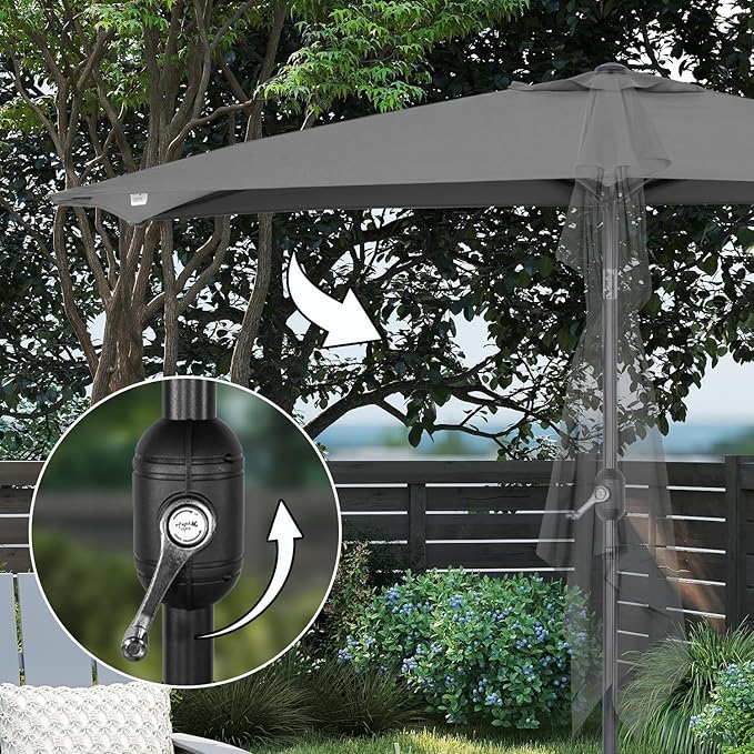 Rectangular Patio Parasol UV30+ 135x200cm Tilt Crank Handle Angel Living