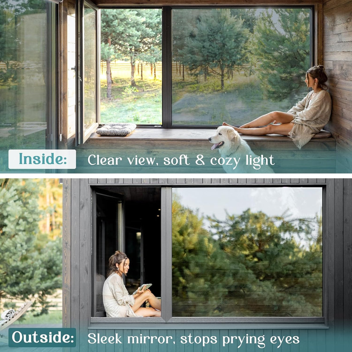 Home Window Privacy Film One Way Mirror 90x400cm Silver Static Cling