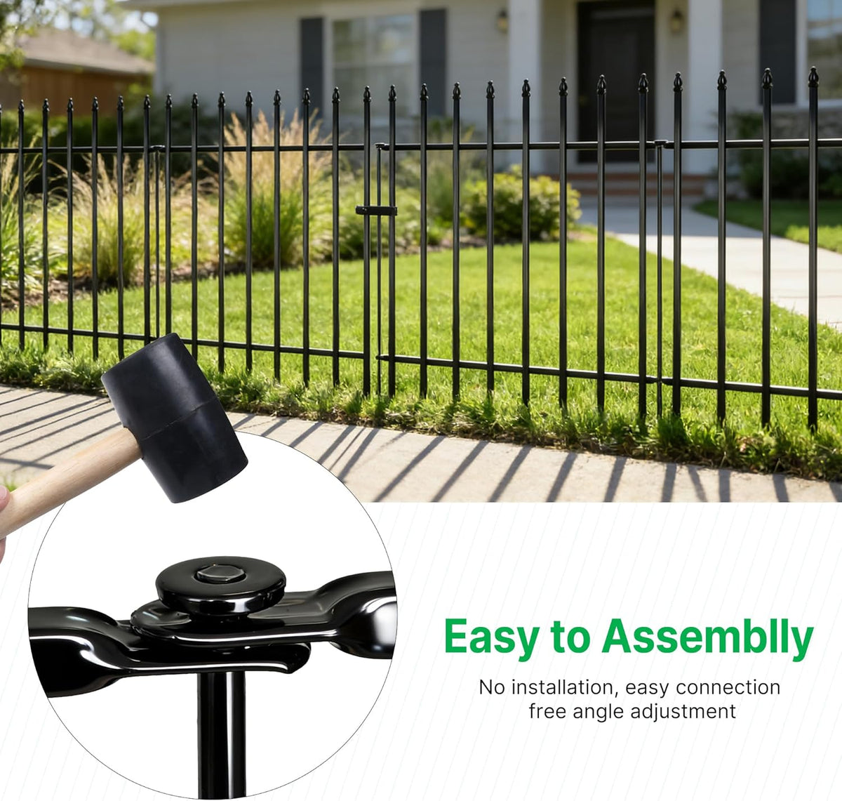 Metal Garden Decorative Fence 3.5m No Dig Animal Barrier Gate Black Thealyn