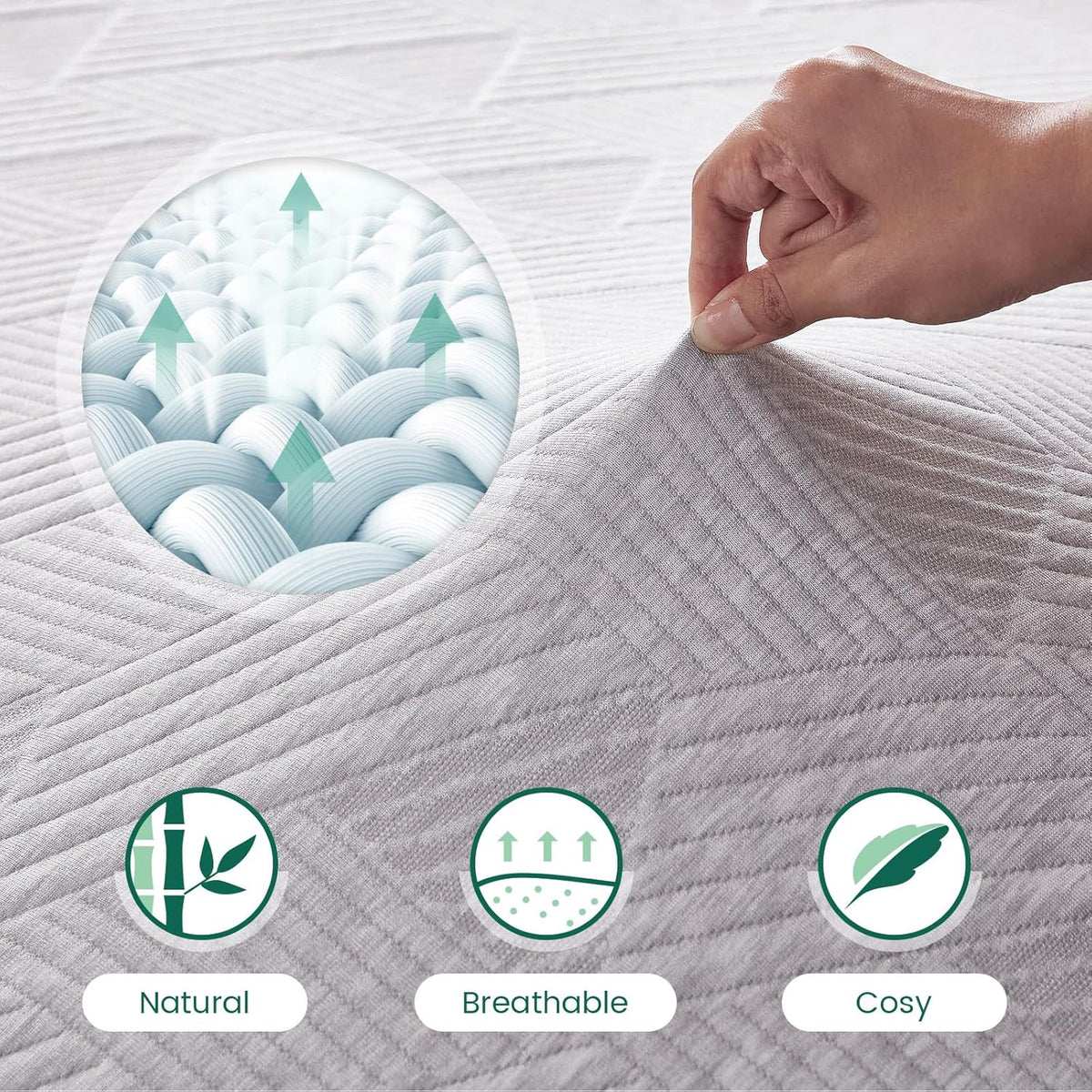 Mattress Topper King Size Bed 150x200x7cm Thick with Bamboo Fibre Bonnvia