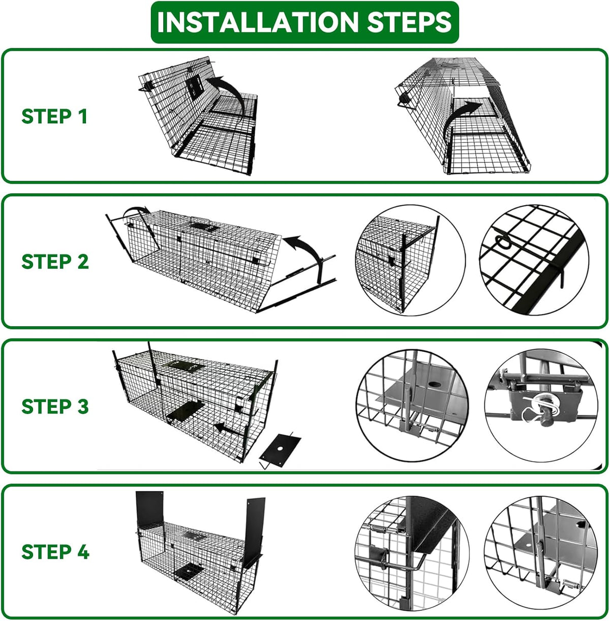 Humane Animal Cage Trap 80X33X27cm Double Door Live Catch Metal Cage Thealyn