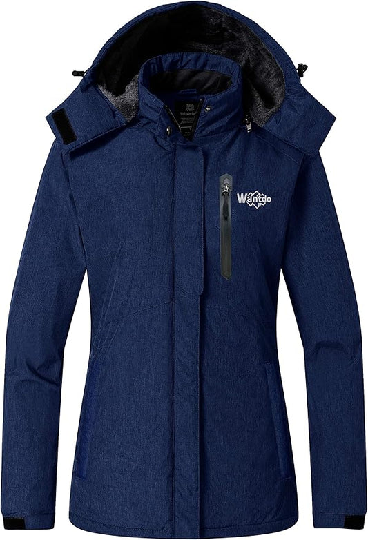 Womens Jacket Hooded Waterproof Winter Ski Snowboarding Size L Wantdo