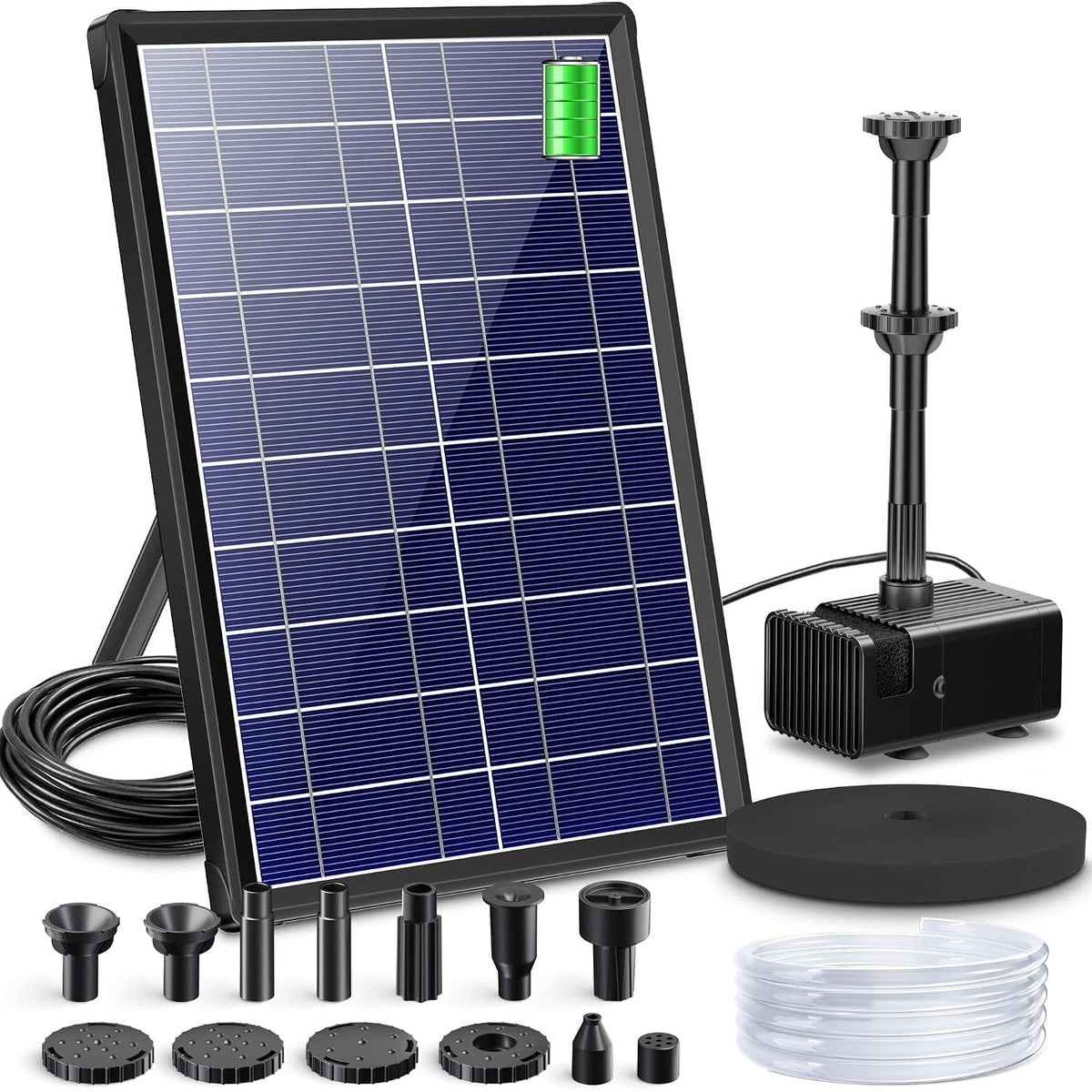 Solar Water Fountain 8W 3600mAh Battery Pump Garden Pond 600L Outdoor Biling