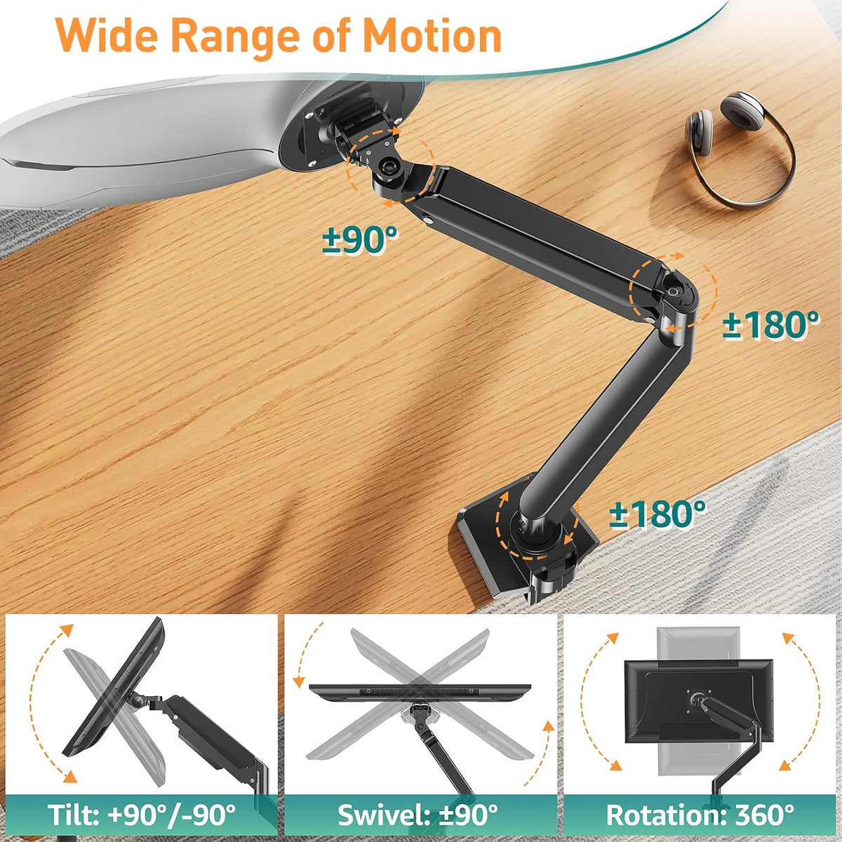 Ultrawide Monitor Arm 17-49 Inch Heavy Duty Gas Spring Mount ELIVED