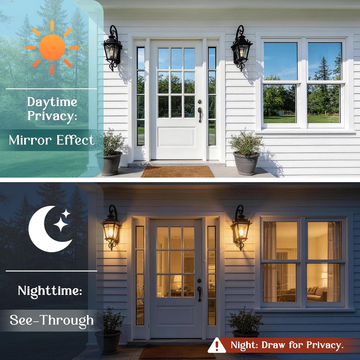 Home Window Privacy Film One Way Mirror 90x400cm Silver Static Cling