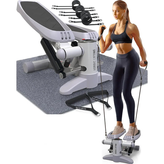 Mini Stepper Stair Climber Exercise Machine Resistance Bands Monitor Nordic Lifting