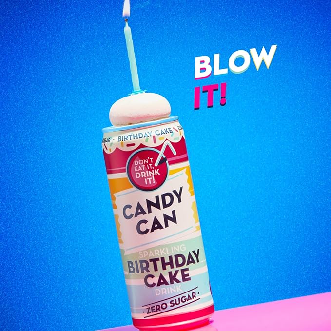 Candy Can, Birthday Cake, Fizzy Drink, Nostalgic American Soda Flavours, Sugar Free, Sparkling Pop Cans