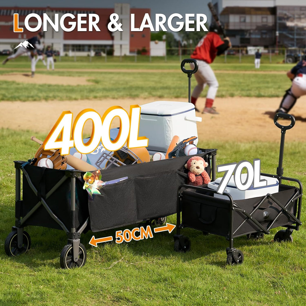 Festival Trolley 400L Heavy Duty 160KG Collapsible Beach Camping Wagon Portal XXL