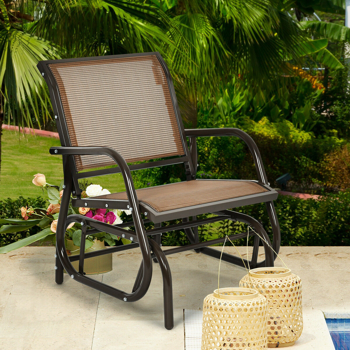 Glider Rocking Garden Chair-Black