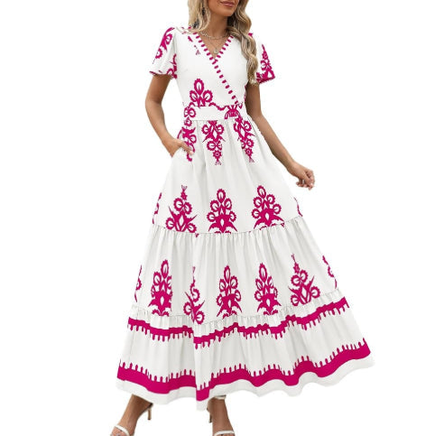 Flared Sleeves Layered Floral Dress
