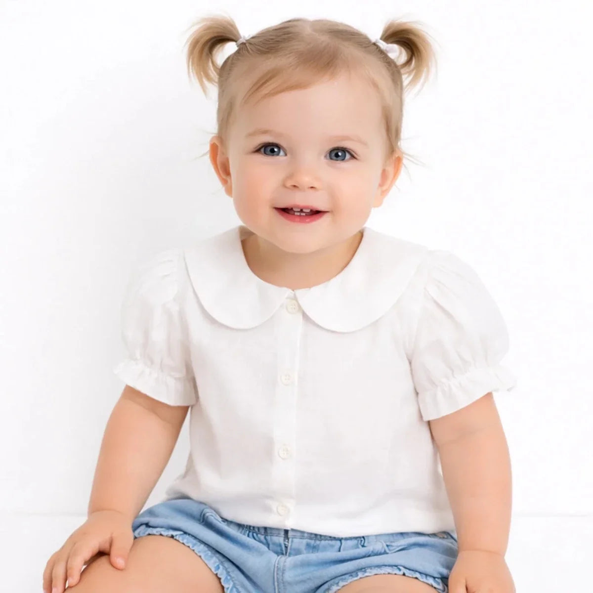 HelloBaby Short Sleeve Baby Shirt (6-9 Months to 4-5 Years) - Ecru
