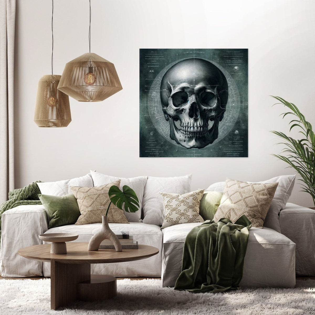 Scientific Illustration Skull Canvas
