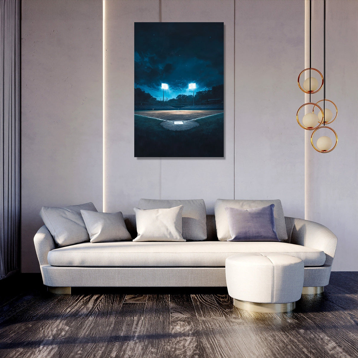 Baseball Field at Night Canvas