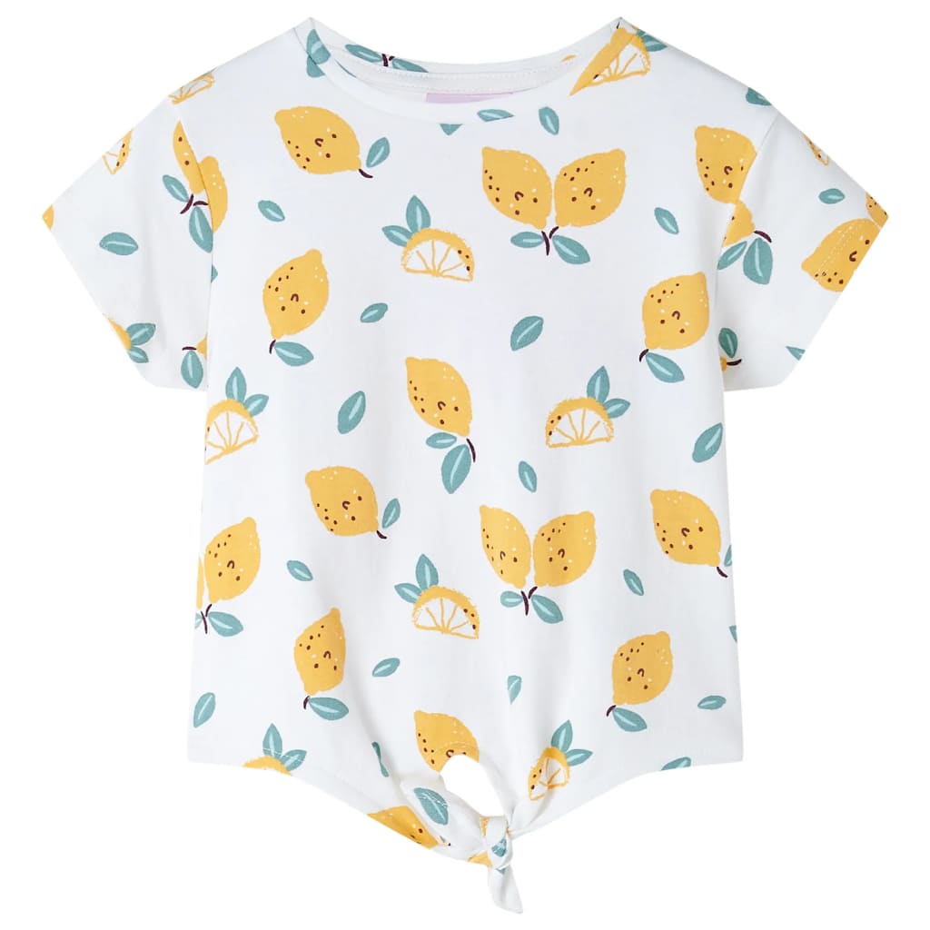 Kids't-Shirt With Tie Hem Ecru 92