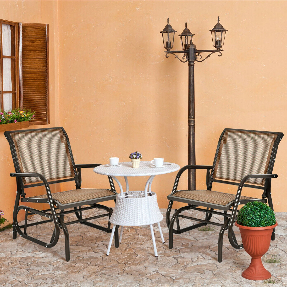 Glider Rocking Garden Chair-Black