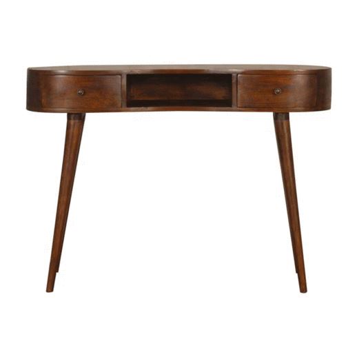 Artisan Chestnut Wave Writing Desk with 2 Drawers