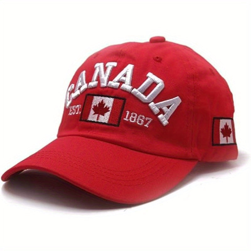 Maple Leaf Baseball Adjustable Unisex Golf Hat with Canada Design