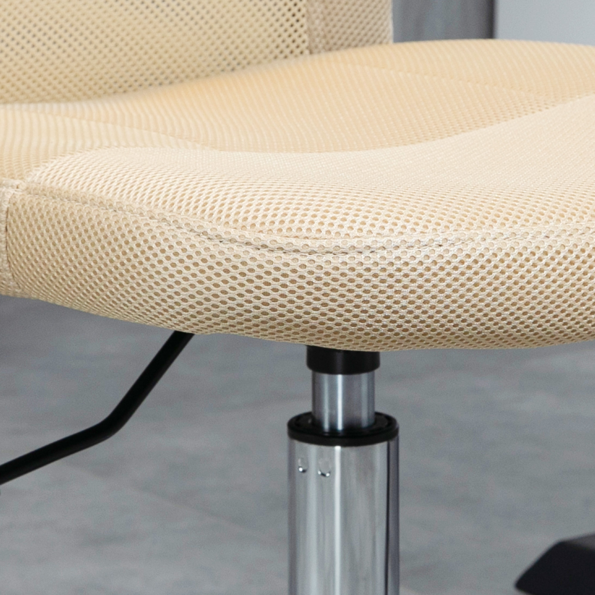 Vinsetto Armless Office Chair with Adjustable Height Mesh Back Wheels Beige