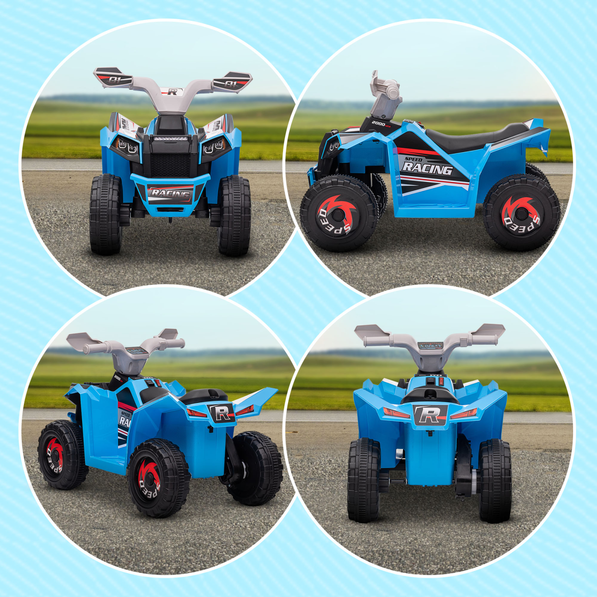 HOMCOM Electric Quad Bike, 6V Kids Ride-On ATV, for Ages 18-36 Months - Blue