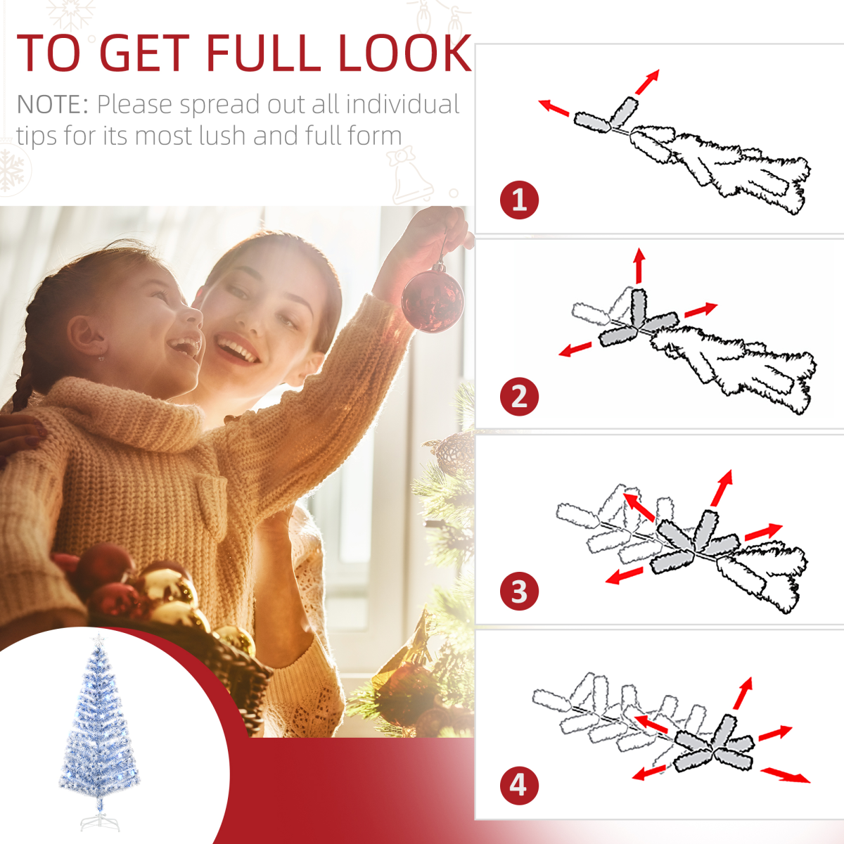 Artificial Fibre Optic Christmas Tree Seasonal Decoration w/ 26 LED HOMCOM