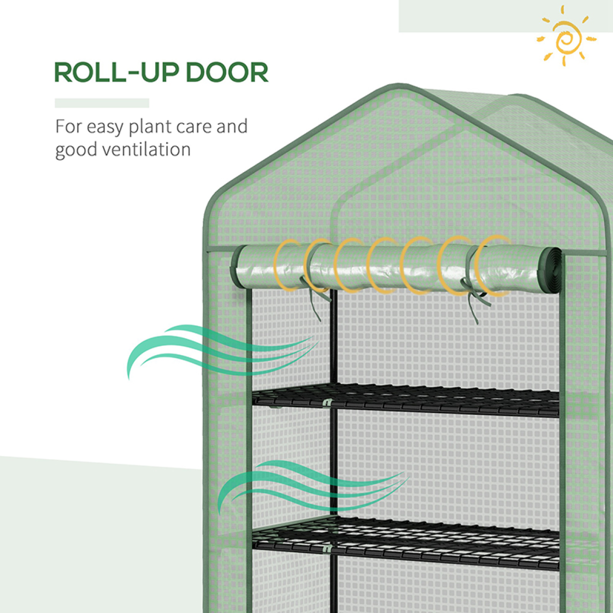 Outsunny Widened Mini Greenhouse 5 Tier Green House, 193H x 90W x 49Dcm, Green
