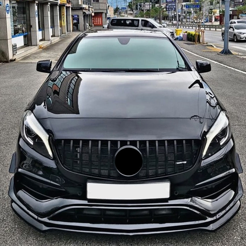 V Style (3 pcs) Gloss Black Front Splitter for Mercedes Benz W176 A Class AMG 13-18