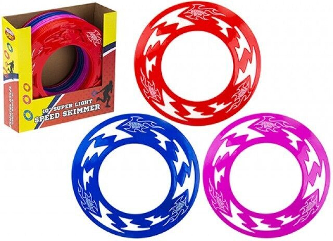 Lightweight Speed Disc Skimmer Flying Frisbee Ring 10 Inch Wide 26Cm Pink Blue