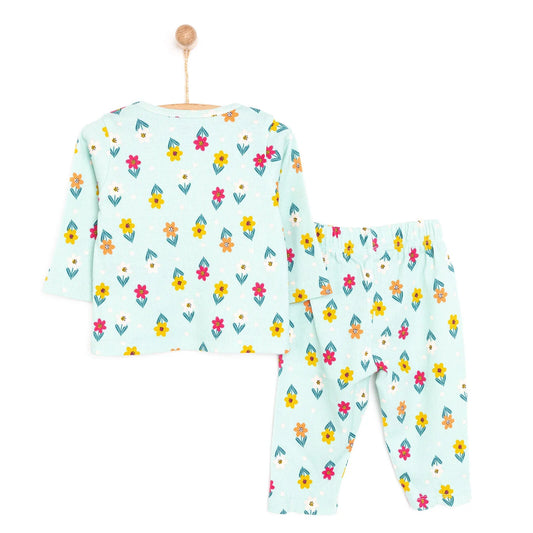 HelloBaby Floral Motif Ribbed Long Sleeve Baby Pyjama Set (6 Months to 4 Years)