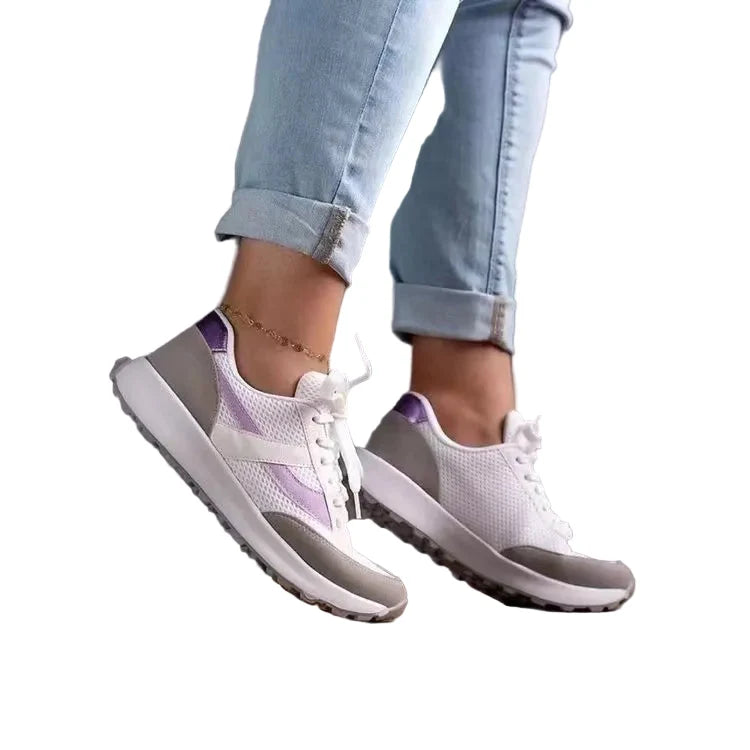 Mesh Contrast Round Toe Sneakers