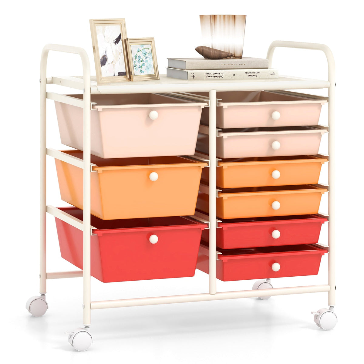 9-Drawer Rolling Storage Cart Tools Scrapbook Paper Organizer-Black