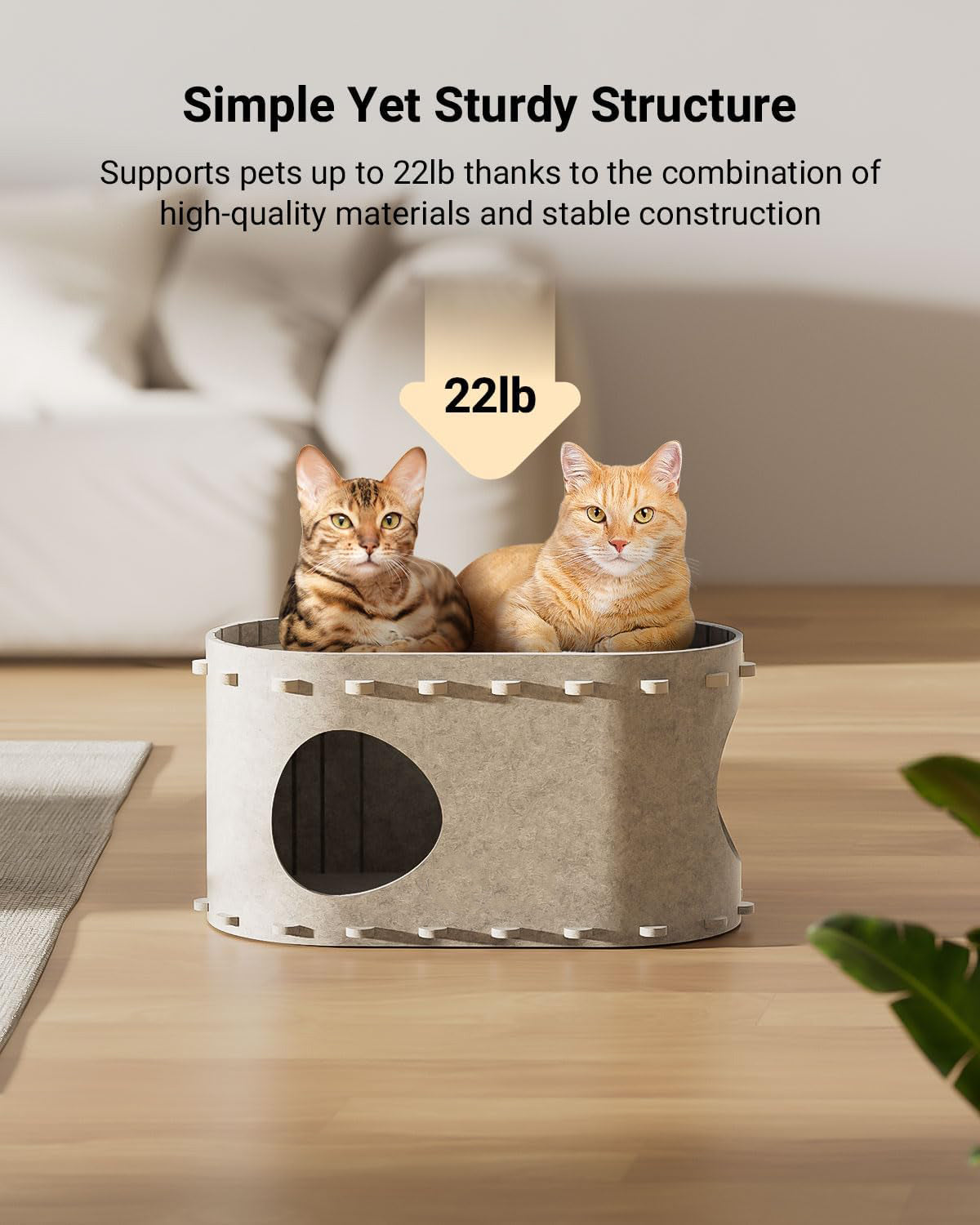 Cat House For Indoor Cats Cat Bed Cave For Multiple Scratch Resistant Peekaboo Cat Caves Foldable Cat Tunnel Enclosed Bed