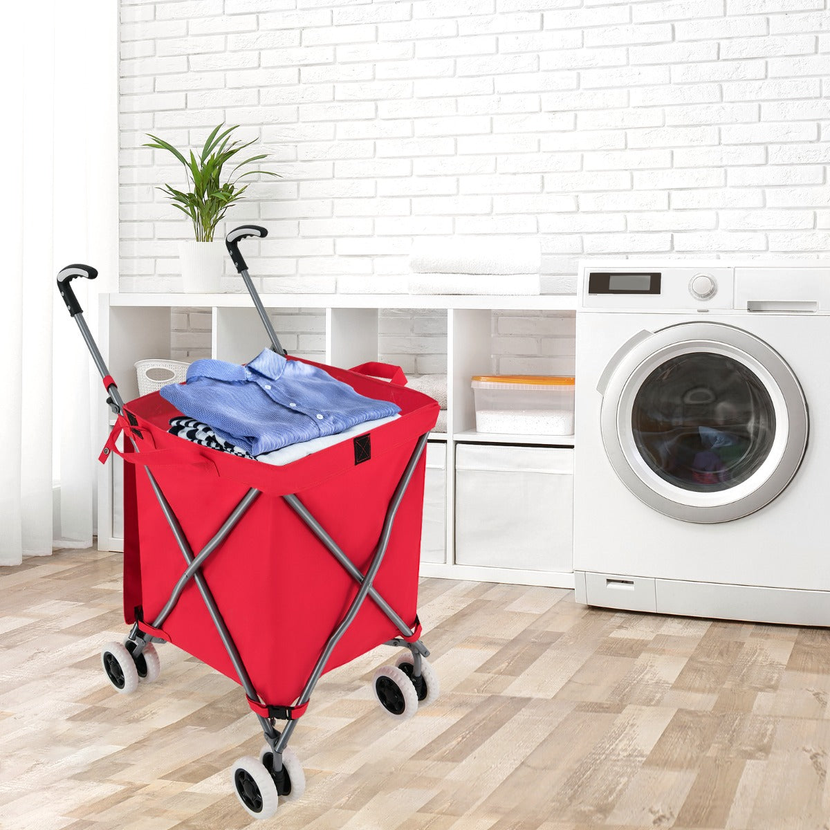 90L Folding Shopping Trolley with Removable Waterproof Bag and Cove-Black