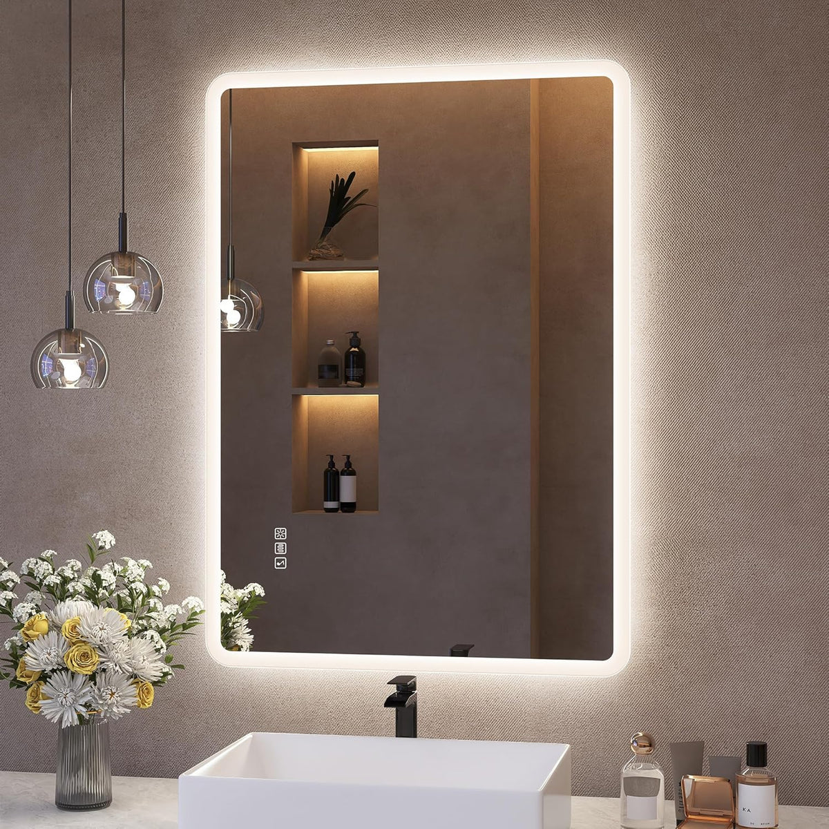 Bluetooth Bathroom LED Mirror 500x700 Anti Fog Dimmable S'bagno