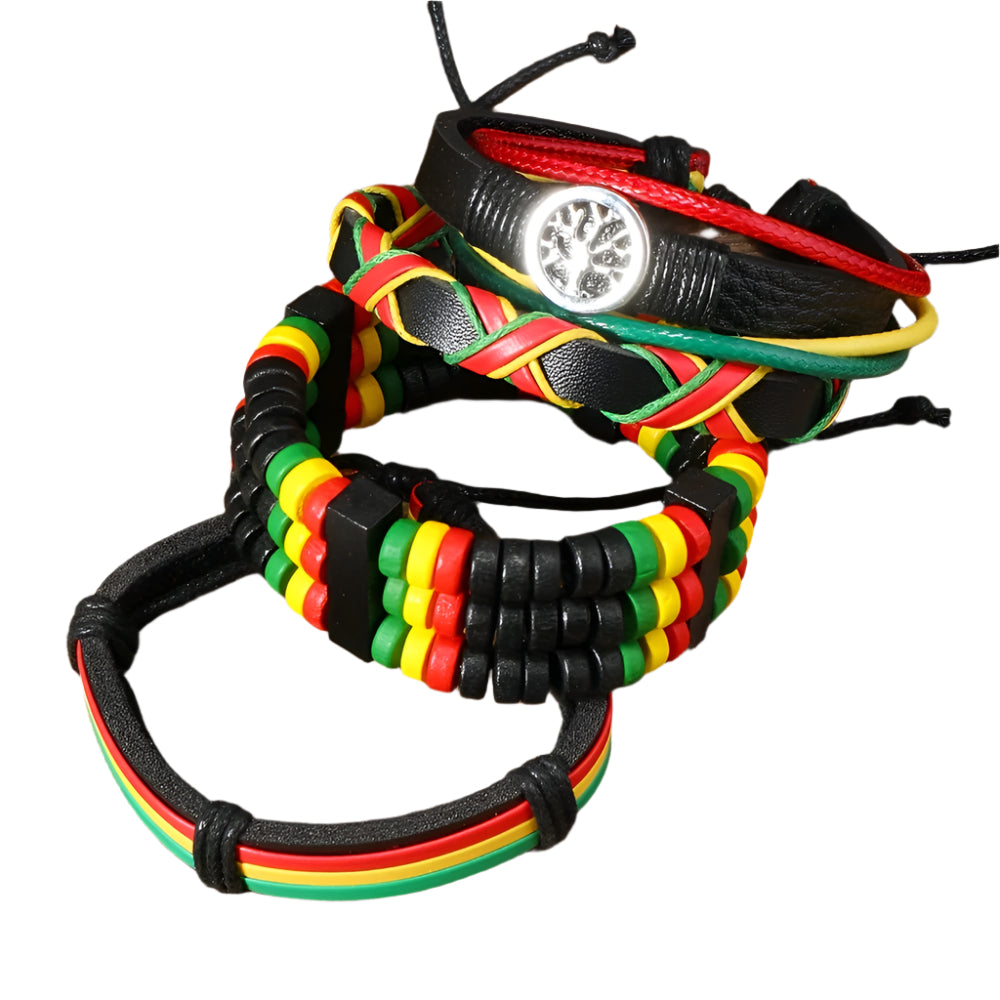 Jamaican Flag-Inspired Beaded Bracelets Set