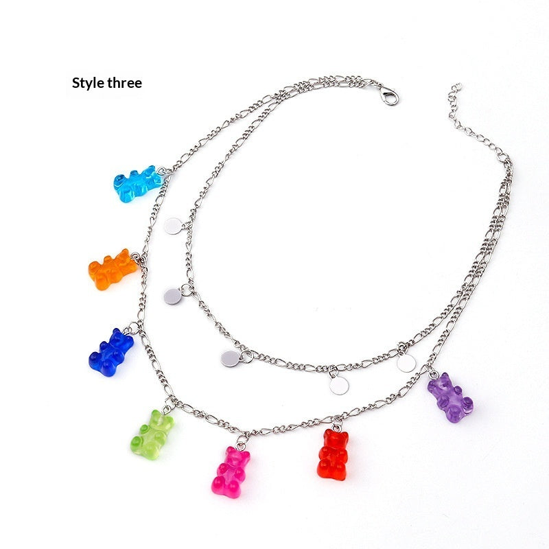 INS Fashion Pendant Personalized Candy-colored Little Bear Necklace