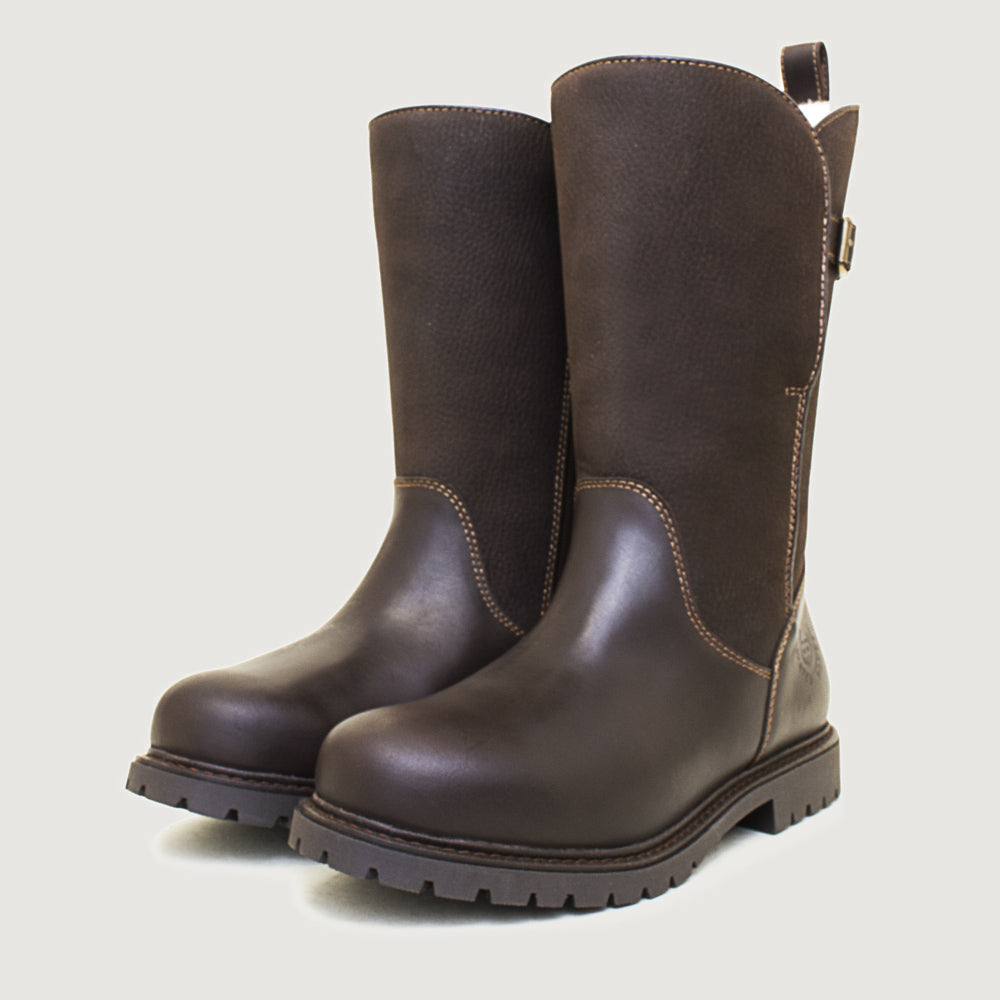 Quebec Waterproof Zip-up Wool Lined Boots - Brown