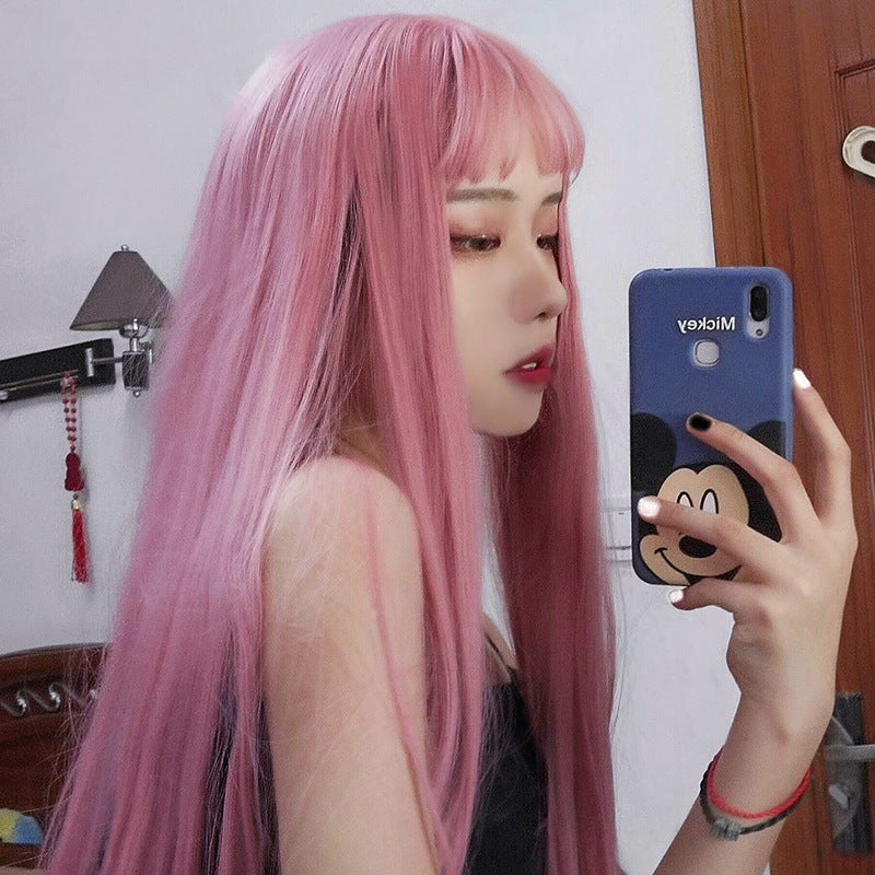 Long Straight Synthetic Wig with Air Fringe